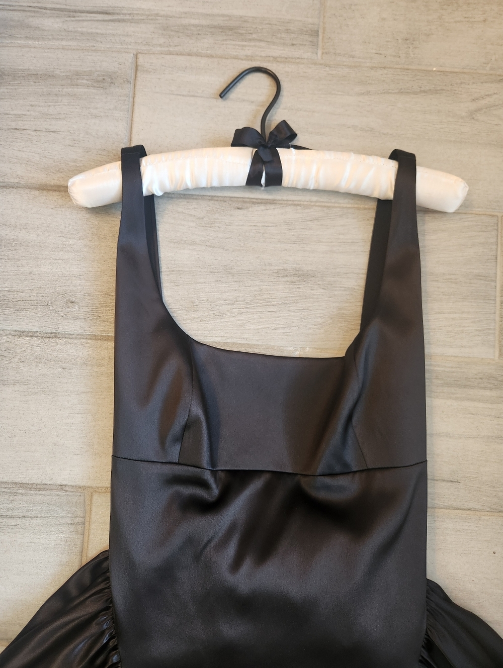 Gianni Bini Mini Dress 12 Black Satin Addison Chunky Bow Prom Babydoll New $220 - Picture 3 of 12